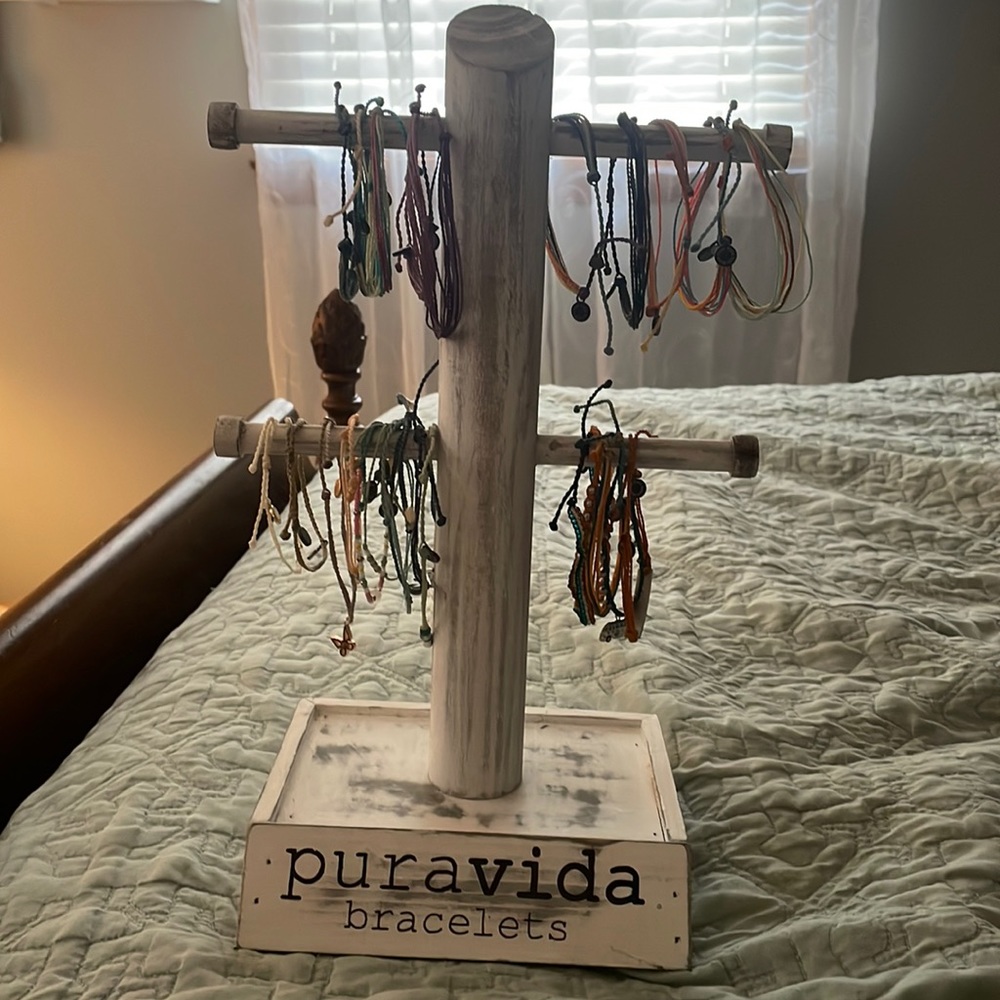 Pura Vida Bracelet Stand with Assorted Bracelets